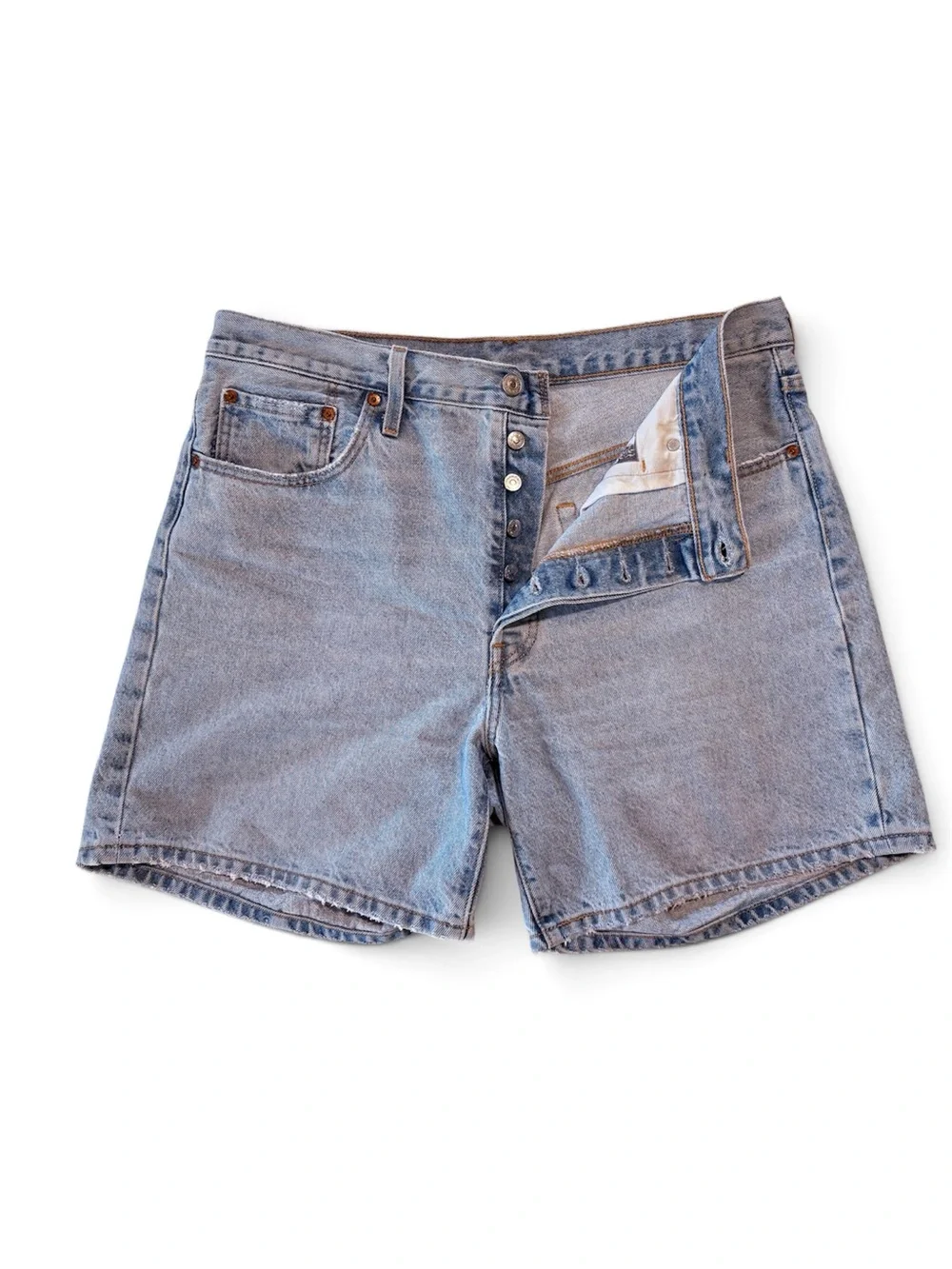 Levi’s 501 High Rise Mid Thigh Jean Shorts Light Wash Women’s Size 33 EUC